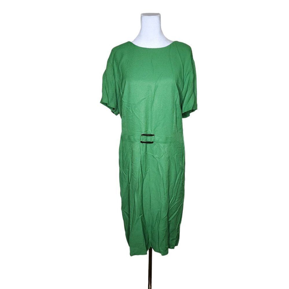 Vintage 90s Short Sleeve Shift Dress Womens Plus Size 20 Green Volump